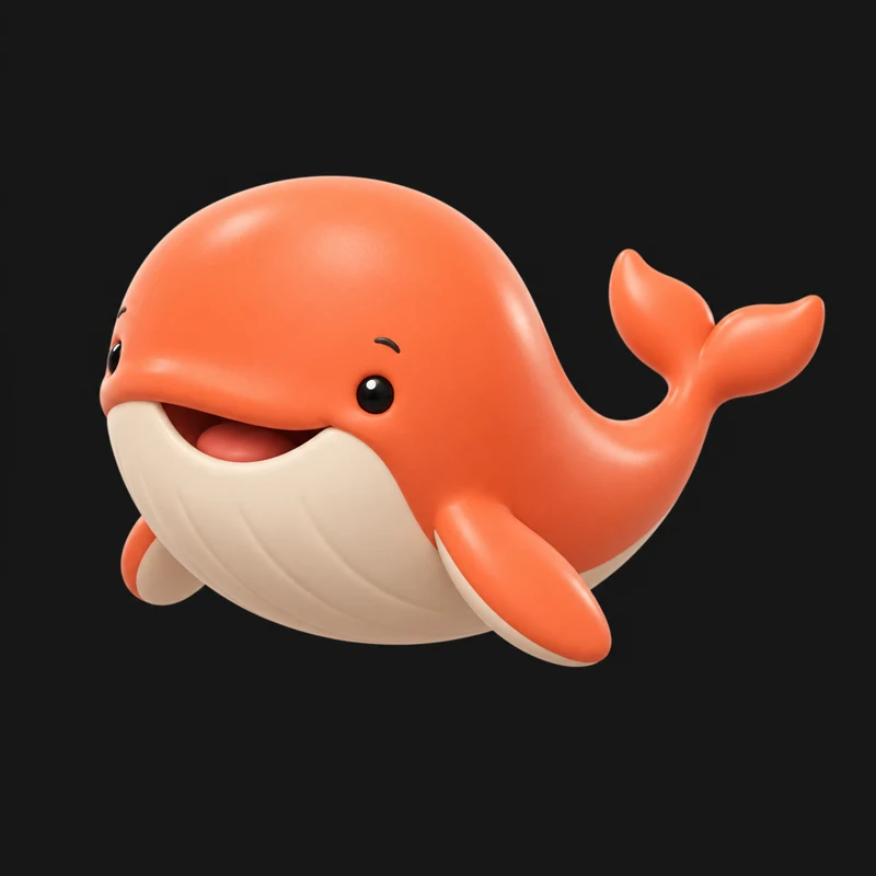 A playful orange whale